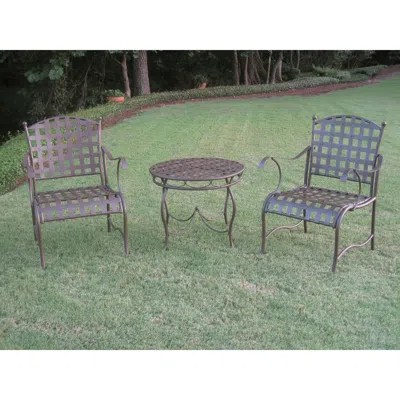 International Caravan Set Of 3 Santa Fe Iron Nailhead Bistro Set In Black