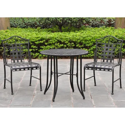 International Caravan Set Of Three Mandalay Iron Bistro Set
