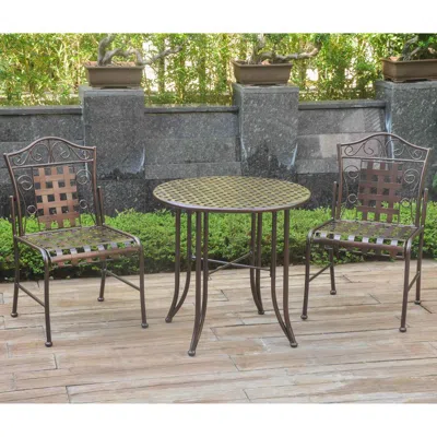 International Caravan Set Of Three Mandalay Iron Bistro Set