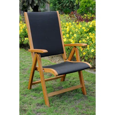 International Caravan Set Of Two Royal Tahiti Outdoor Wood 5-position Folding Chair In Black
