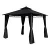 International Caravan St. Kitts 10-foot Aluminum/ Polyester Double-vented And Drapes Square Gazebo, Black In Black