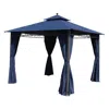 International Caravan St. Kitts 10-foot Aluminum/ Polyester Double-vented And Drapes Square Gazebo, Navy In Blue