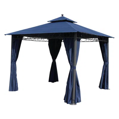 International Caravan St. Kitts 10-foot Aluminum/ Polyester Double-vented And Drapes Square Gazebo, Navy In Blue