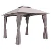 International Caravan St. Kitts 10-foot Steel Dome-top Gazebo With Curtains, Grey