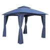 International Caravan St. Kitts 10-foot Steel Dome-top Gazebo With Curtains, Navy