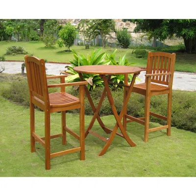 International Caravan Terrassa Set Of 3 Bar Height Table Group In Brown