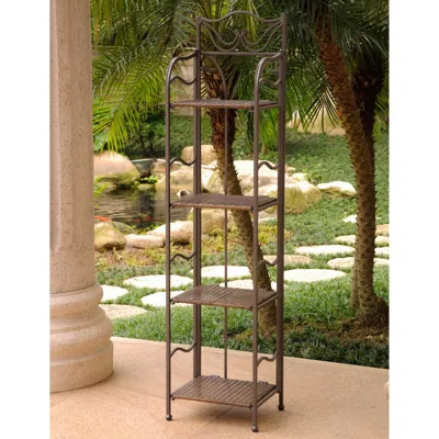 International Caravan Valencia 4-tier 12" Wide Plant Stand In Brown