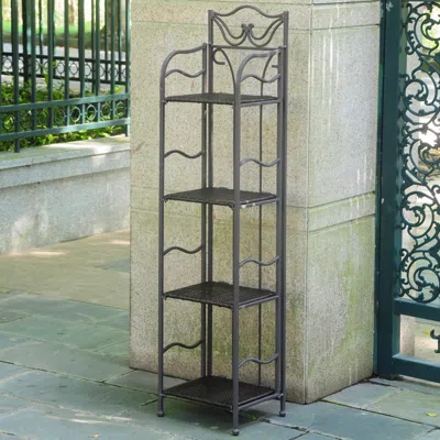 International Caravan Valencia 4-tier 12" Wide Plant Stand In Black