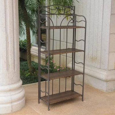 International Caravan Valencia 4-tier 24" Wide Plant Stand In Brown