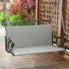 International Caravan Valencia Resin Wicker/ Steel Hanging Loveseat Swing, Grey