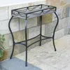 International Caravan Valencia Resin Wicker/ Steel Rectangular Plant Stand, Grey