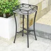International Caravan Valencia Resin Wicker/ Steel Square Plant Stand, Grey