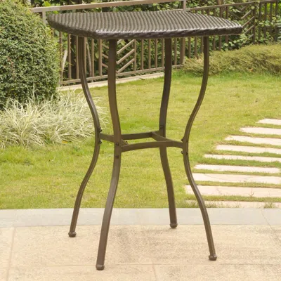 International Caravan Valencia Resin Wicker/steel Bar Height Table In Brown