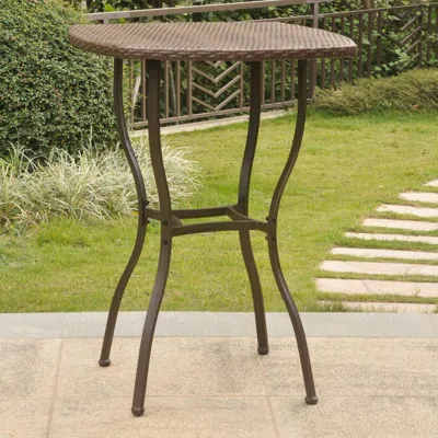 International Caravan Valencia Resin Wicker/steel Bar Height Table In Burgundy
