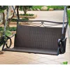 International Caravan Valencia Resin Wicker/steel Loveseat Swing - Chocolate