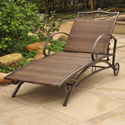 International Caravan Valencia Resin Wicker/steel Multi Position Single Chaise Lounge In Brown