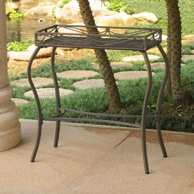 International Caravan Valencia Resin Wicker/steel Rectangular Plant Table
