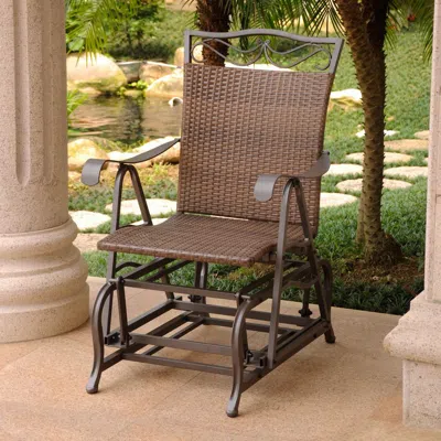 International Caravan Valencia Resin Wicker/steel Single Glider In Blue