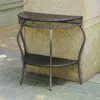 International Caravan Valencia Resin Wicker/steel Two Tier Half Moon Wall Table