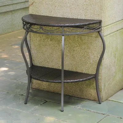 International Caravan Valencia Resin Wicker/steel Two Tier Half Moon Wall Table