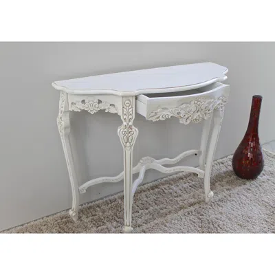 International Caravan Windsor Hand-carved Half Moon Console Table