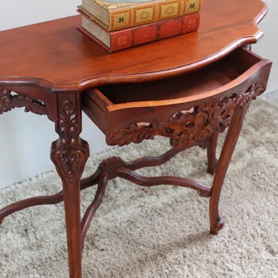 International Caravan Windsor Hand-carved Half Moon Console Table