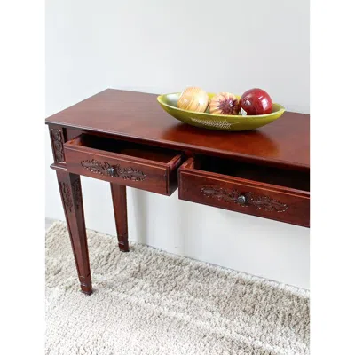 International Caravan Windsor Two Drawer Rectangular Console Table In Brown