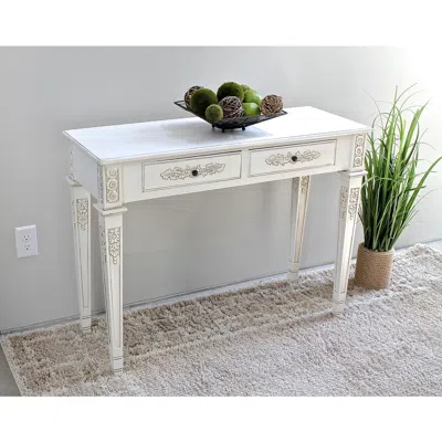 International Caravan Windsor Two Drawer Rectangular Console Table In White