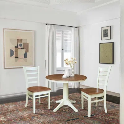 International Concepts 3 - Piece Counter Height Solid Wood Dining Set In Hickory,shell