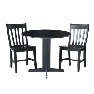 International Concepts 3 - Piece Drop Leaf Solid Wood Dining Set In Black