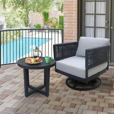 International Concepts Olympic Swivel Lounge Chair With End Table In Animal Print