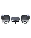 International Concepts Outdoor 3 Piece Woven Abaca Rope Patio Furniture Set Including The Sofa, Coffee Table, And Swivel Ro In Charcoal