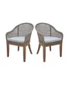 International Concepts Set Of Two Outdoor Teak Patio Dining Chair With Cushions In Natural