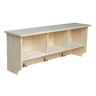 International Concepts Solid Wood 3 - Hook Wall Mounted Coat Rack In Neutral