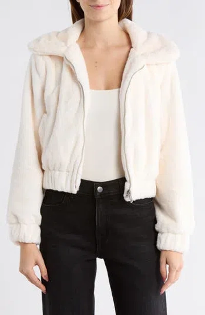International Designer Faux Fur Bomber Jacket In Brown