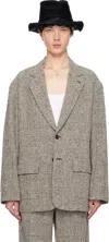 International Gallery Beams Black & White Drapey Blazer In Glen-chk
