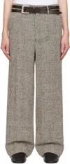 International Gallery Beams Black & White Triple Belt Wide Trousers In Glen-chk
