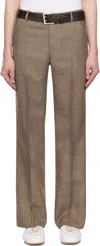 International Gallery Beams Brown Polyester Tweed Semi-wide Trousers In Brn-beg