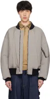 International Gallery Beams Gray Utility Pocket Ma-1 Bomber Jacket In Grey