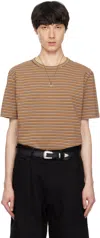 International Gallery Beams Two-pack Brown & Green Border T-shirts In Brn&olv