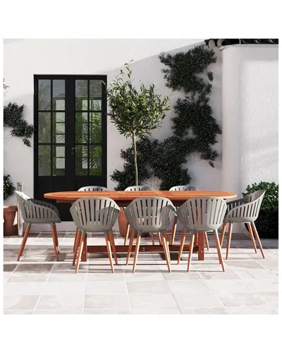 International Home Miami Amazonia 9pc Oval Extendable Patio Dining Set