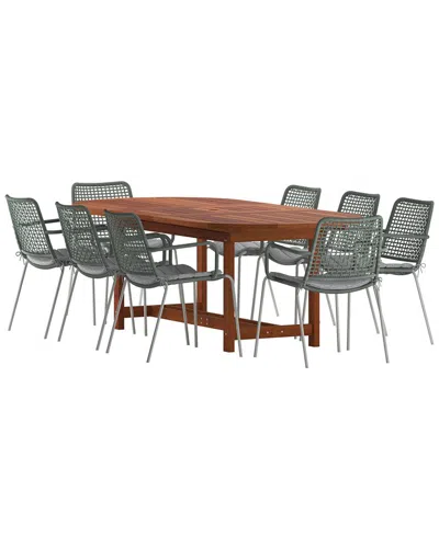 International Home Miami Amazonia 9pc Oval Extendable Patio Dining Set