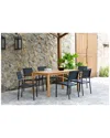 International Home Miami Amazonia Eucalyptus 5pc Patio Rectangular Dining Set