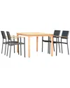 International Home Miami Amazonia Teak 5pc Patio Rectangular Dining Set