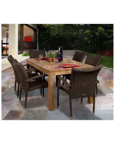 International Home Miami Amazonia Teak & Wicker 7pc Patio Dining Set