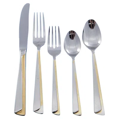 Pre-owned International Silver Alliance Gold International Stainless Steel Flatware Set For 12 Service 65 Pcs In Gray