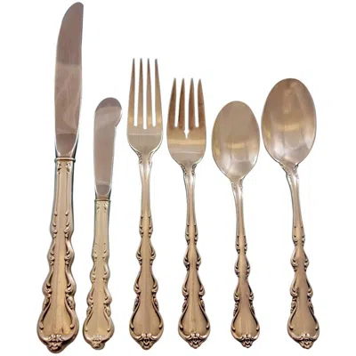 Pre-owned International Silver Angelique By International Sterling Silver Flatware Set For 12 Service 80 Pcs In Brown