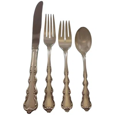 Pre-owned International Silver Angelique By International Sterling Silver Flatware Set Service 28 Pieces In Brown