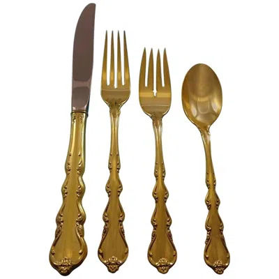Pre-owned International Silver Angelique Gold By International Sterling Silver Flatware Service Set 12 Vermeil