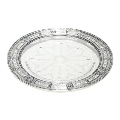 Pre-owned International Silver Antique International Sterling Silver Mounted Cut Glass Plate